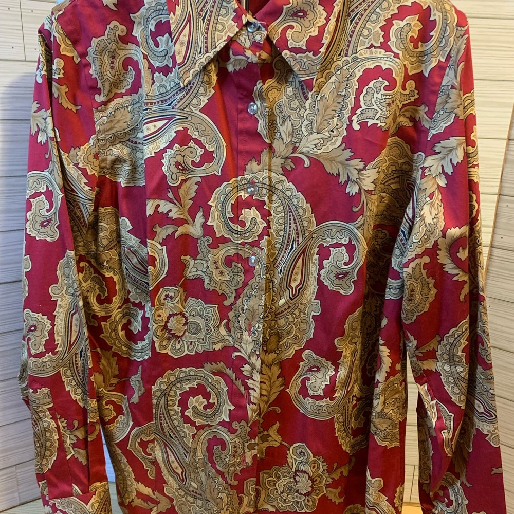 Jones New York Red and Gold Paisley Shirt